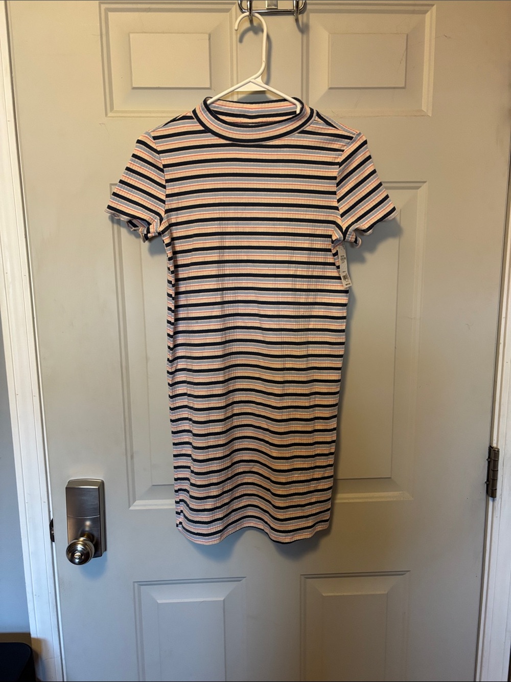 OshKosh B'gosh Pink and Black Striped Ribbed Mini Dress